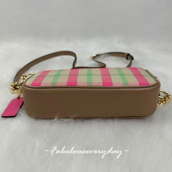 Coach Hailey Flap Shoulder Crossbody Bag With Plaid Print In Pink CBI56 NWT - Picture 8 of 10